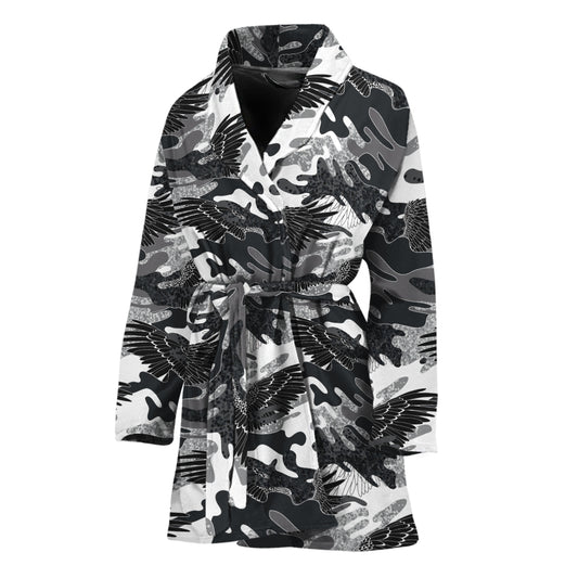 Camouflage Dazzle Wings Pattern Print Women's Bathrobe