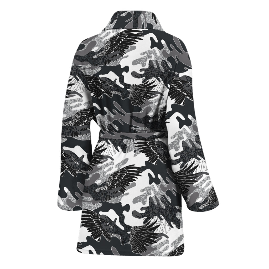 Camouflage Dazzle Wings Pattern Print Women's Bathrobe