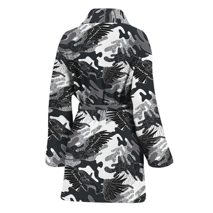 Camouflage Dazzle Wings Pattern Print Women's Bathrobe