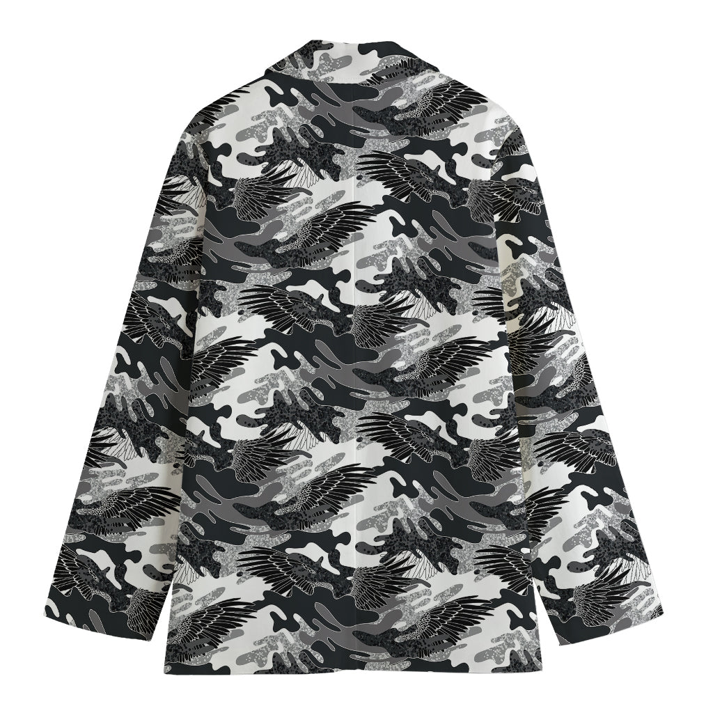 Camouflage Dazzle Wings Pattern Print Women's Cotton Blazer