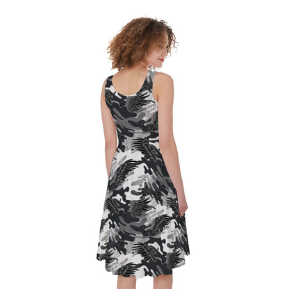 Camouflage Dazzle Wings Pattern Print Women's Sleeveless Dress
