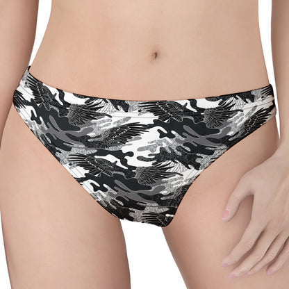 Camouflage Dazzle Wings Pattern Print Women's Thong