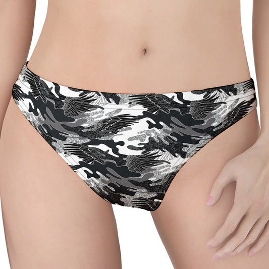 Camouflage Dazzle Wings Pattern Print Women's Thong