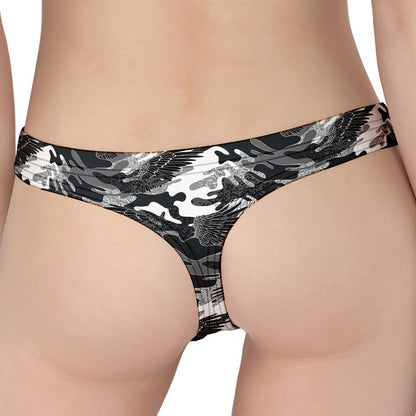Camouflage Dazzle Wings Pattern Print Women's Thong