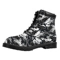 Camouflage Dazzle Wings Pattern Print Padded Collar Lace Up Boots