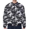 Camouflage Dazzle Wings Pattern Print Zip Sleeve Bomber Jacket