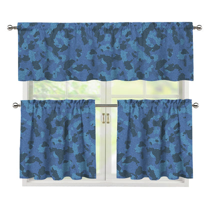 Camouflage Denim Jeans Pattern Print 3 Piece Kitchen Curtains