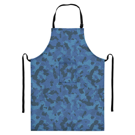 Camouflage Denim Jeans Pattern Print Bib Apron With Pocket