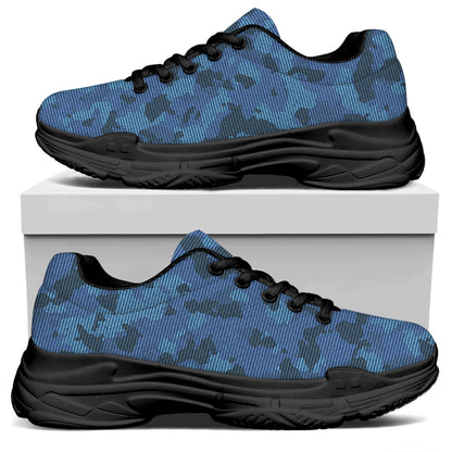 Camouflage Denim Jeans Pattern Print Black Chunky Shoes