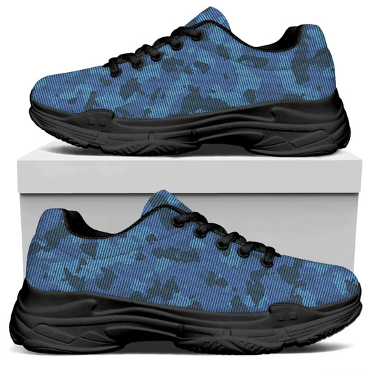Camouflage Denim Jeans Pattern Print Black Chunky Shoes