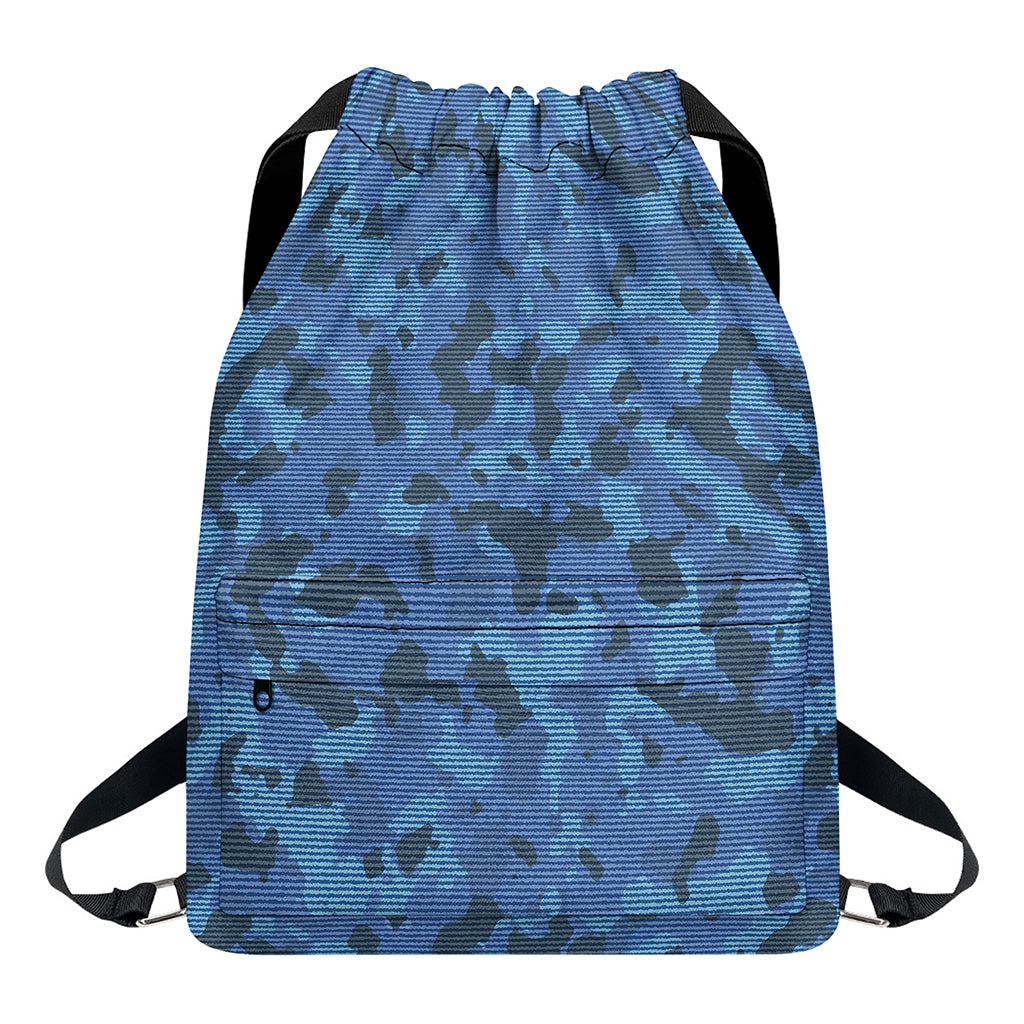 Camouflage Denim Jeans Pattern Print Drawstring Backpack