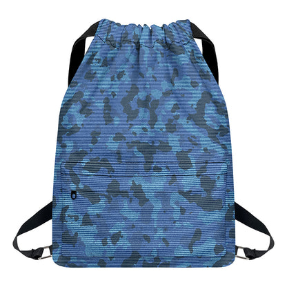 Camouflage Denim Jeans Pattern Print Drawstring Backpack