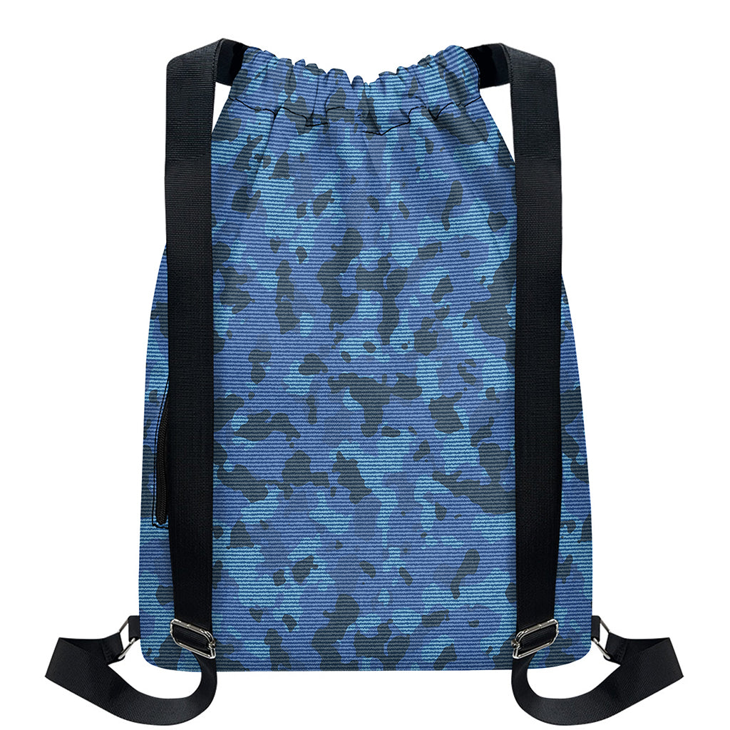 Camouflage Denim Jeans Pattern Print Drawstring Backpack