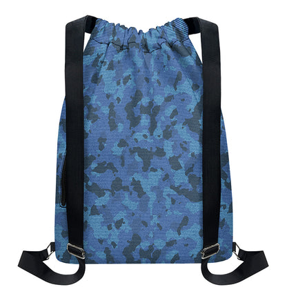 Camouflage Denim Jeans Pattern Print Drawstring Backpack