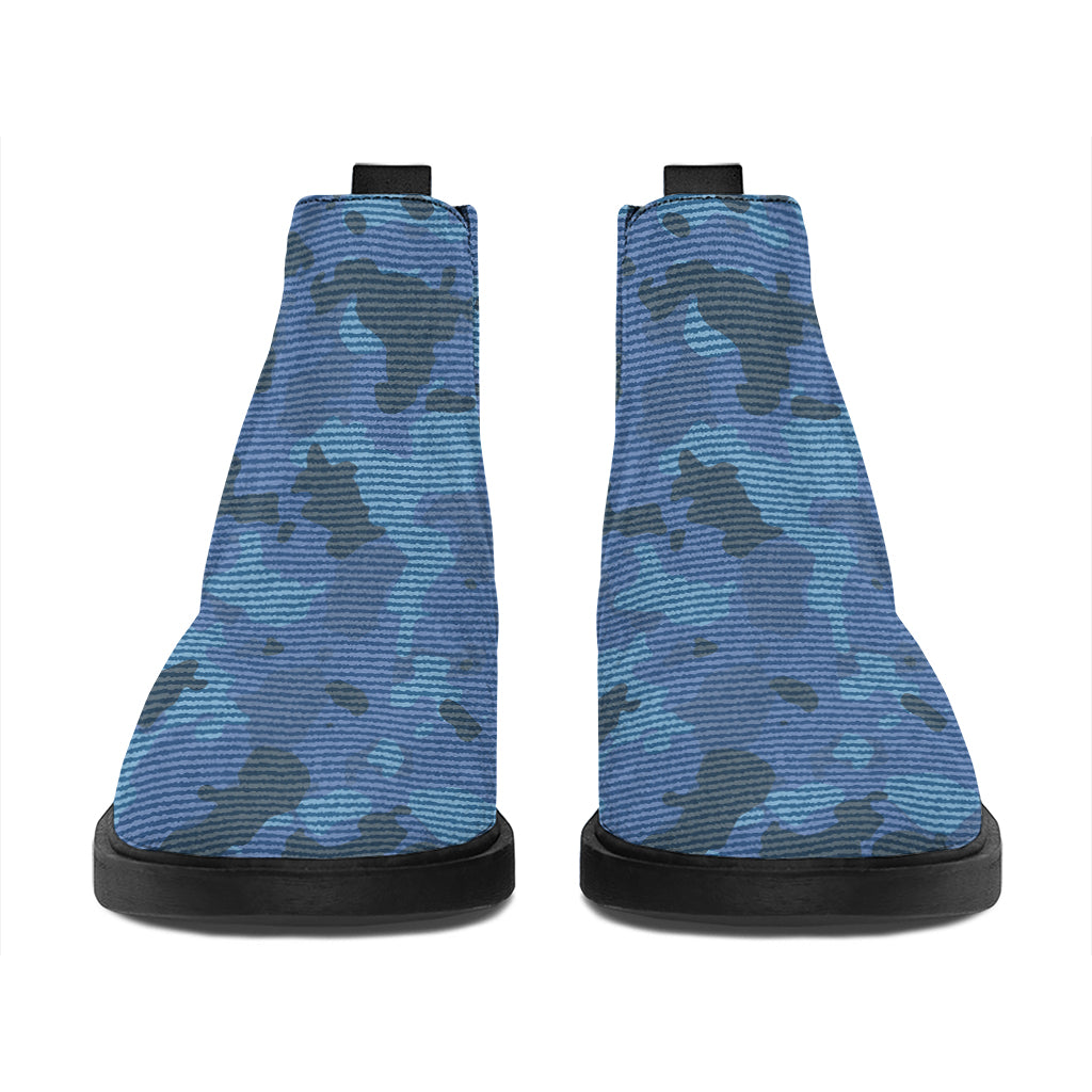 Camouflage Denim Jeans Pattern Print Flat Ankle Boots