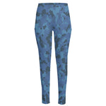 Camouflage Denim Jeans Pattern Print High-Waisted Pocket Leggings