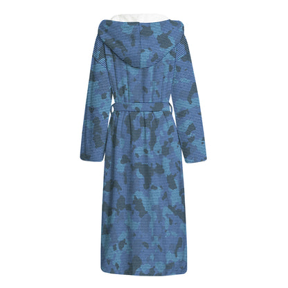 Camouflage Denim Jeans Pattern Print Hooded Bathrobe