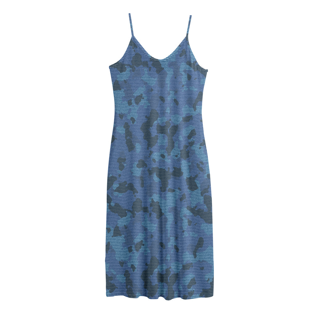 Camouflage Denim Jeans Pattern Print Jersey Midi Cami Dress