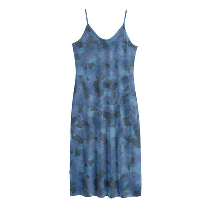 Camouflage Denim Jeans Pattern Print Jersey Midi Cami Dress