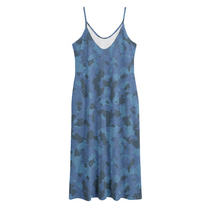 Camouflage Denim Jeans Pattern Print Jersey Midi Cami Dress