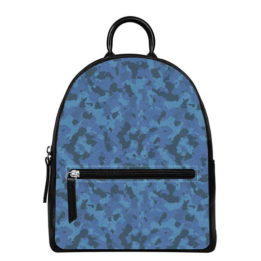Camouflage Denim Jeans Pattern Print Leather Backpack