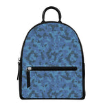 Camouflage Denim Jeans Pattern Print Leather Backpack