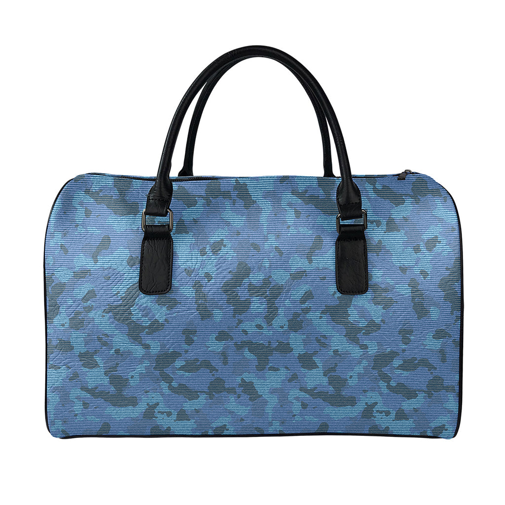 Camouflage Denim Jeans Pattern Print Leather Duffle Bag
