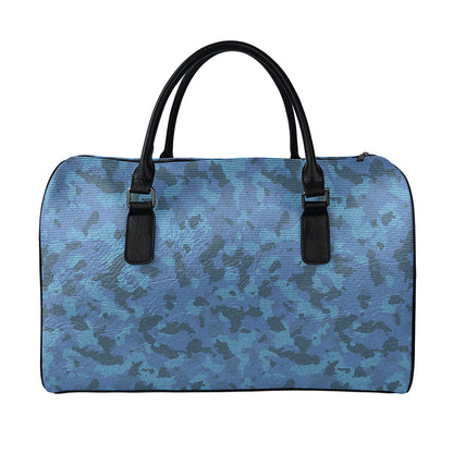 Camouflage Denim Jeans Pattern Print Leather Duffle Bag