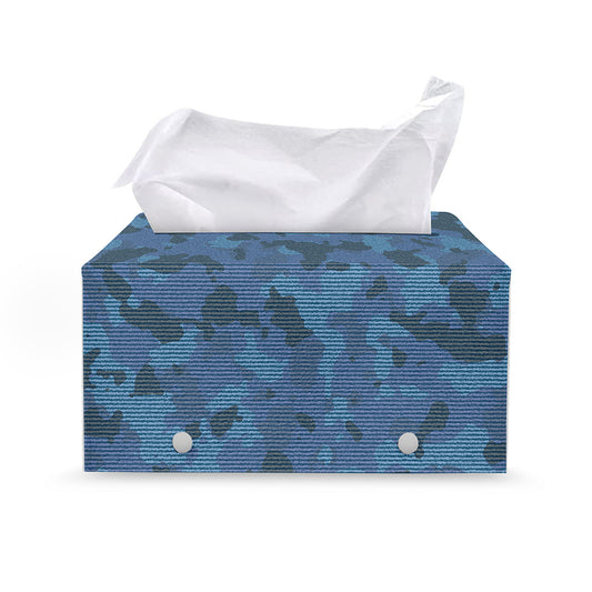 Camouflage Denim Jeans Pattern Print Leather Tissue Box Cover