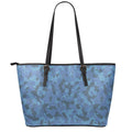 Camouflage Denim Jeans Pattern Print Leather Tote Bag With Zipper