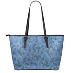 Camouflage Denim Jeans Pattern Print Leather Tote Bag