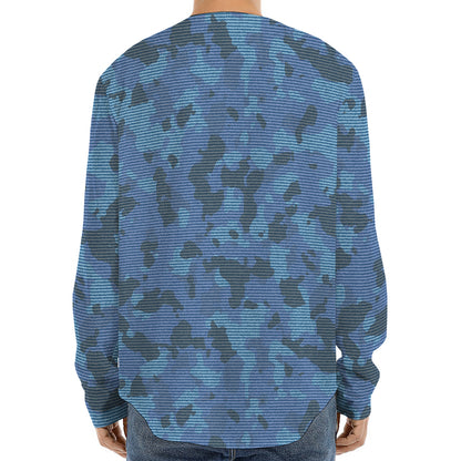Camouflage Denim Jeans Pattern Print Long Sleeve Baseball Jersey