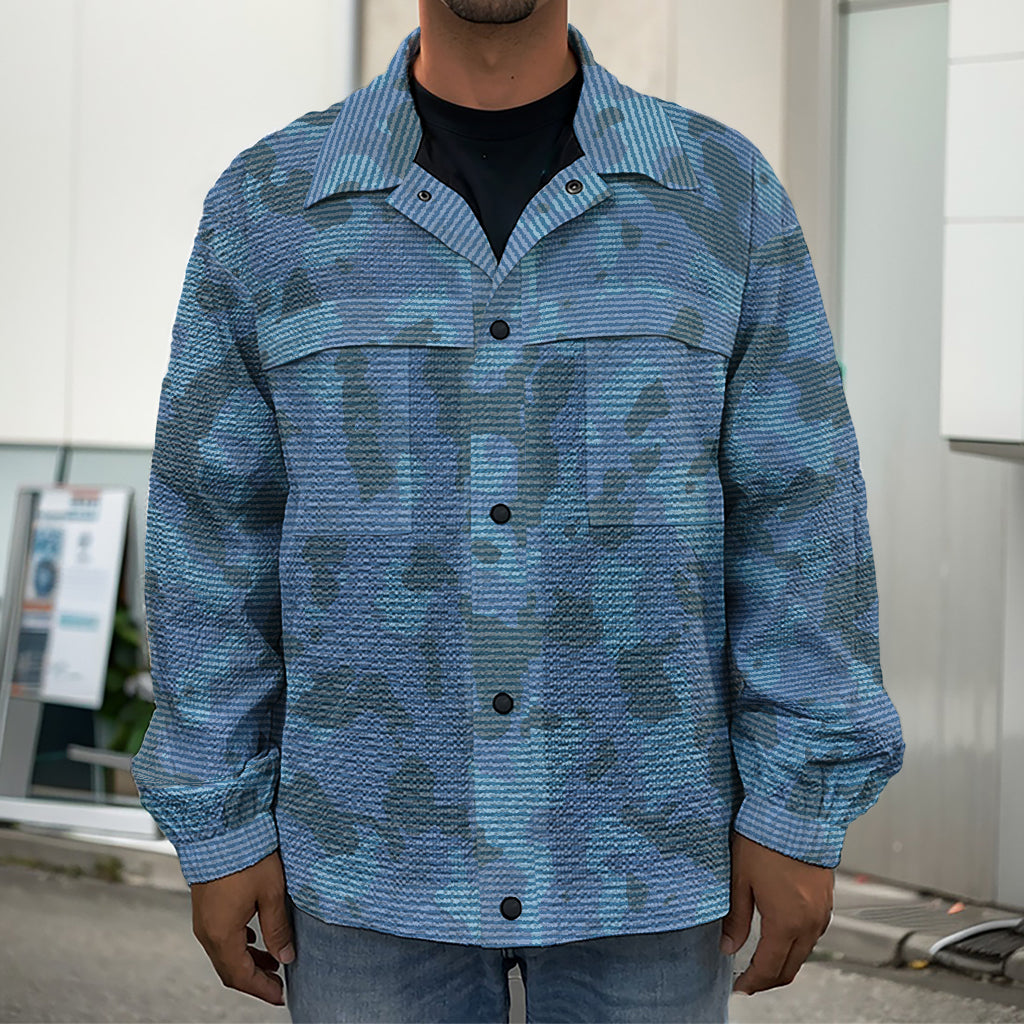 Camouflage Denim Jeans Pattern Print Men's Shirt Jacket