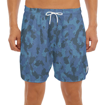 Camouflage Denim Jeans Pattern Print Men's Split Running Shorts