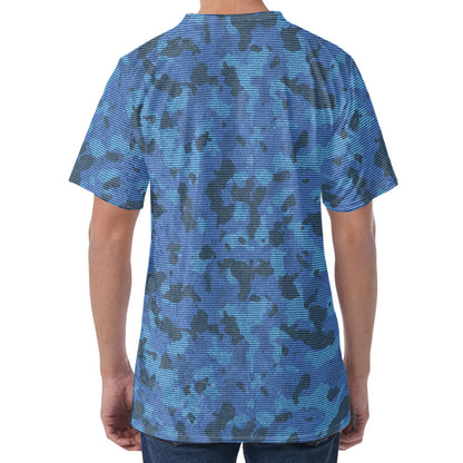 Camouflage Denim Jeans Pattern Print Men's Velvet T-Shirt