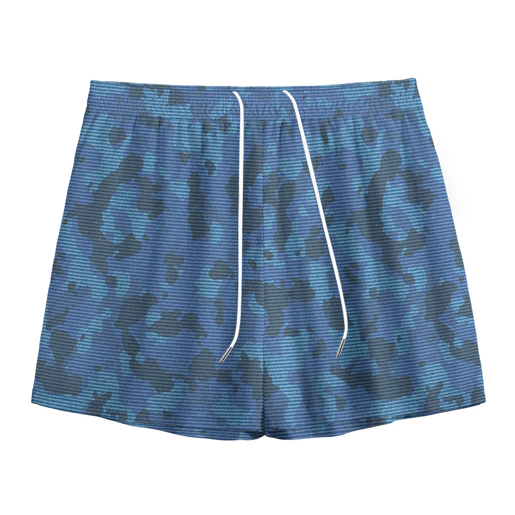 Camouflage Denim Jeans Pattern Print Mesh Shorts
