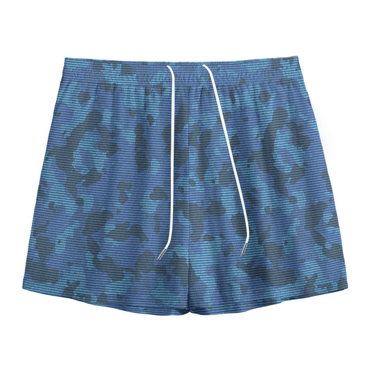 Camouflage Denim Jeans Pattern Print Mesh Shorts
