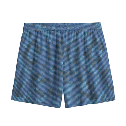 Camouflage Denim Jeans Pattern Print Mesh Shorts