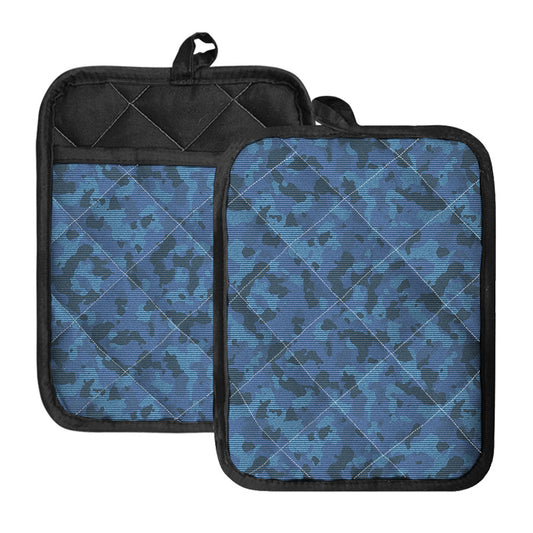 Camouflage Denim Jeans Pattern Print Pot Holders With Pocket