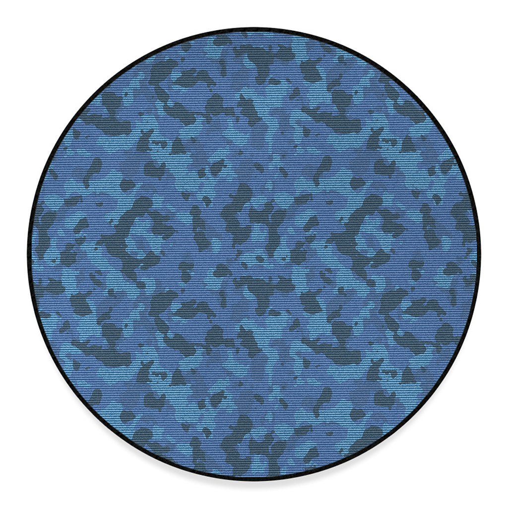 Camouflage Denim Jeans Pattern Print Round Floor Mat