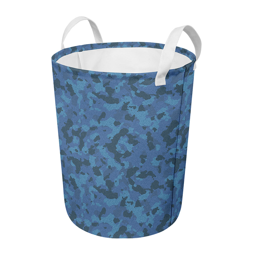 Camouflage Denim Jeans Pattern Print Round Laundry Basket