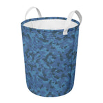 Camouflage Denim Jeans Pattern Print Round Laundry Basket