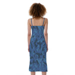 Camouflage Denim Jeans Pattern Print Slim Fit Midi Cami Dress