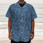 Camouflage Denim Jeans Pattern Print Textured Short Sleeve Shirt