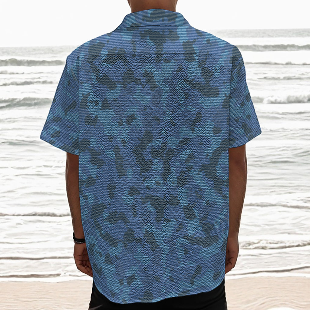 Camouflage Denim Jeans Pattern Print Textured Short Sleeve Shirt