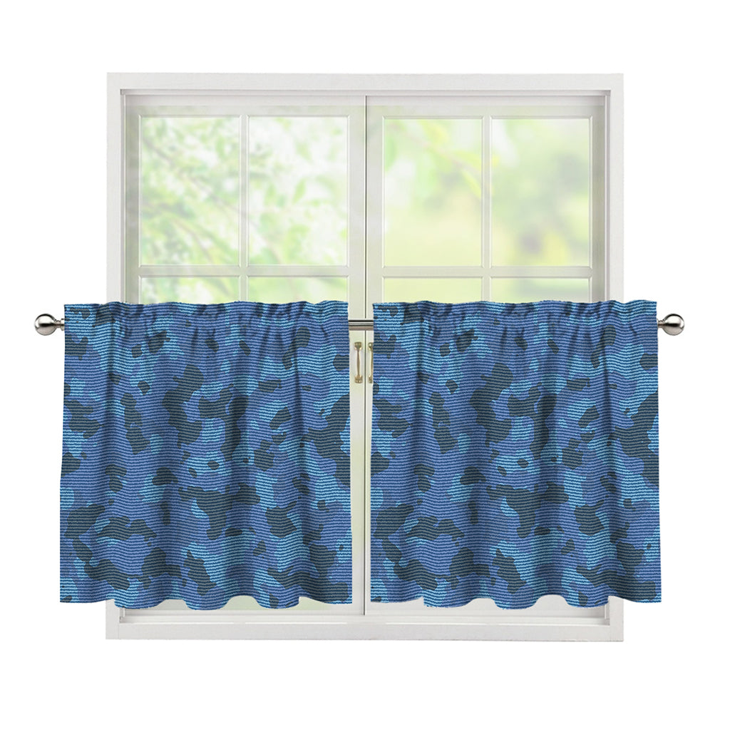 Camouflage Denim Jeans Pattern Print Tier Curtains