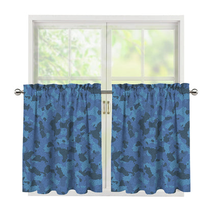 Camouflage Denim Jeans Pattern Print Tier Curtains