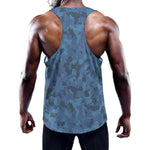 Camouflage Denim Jeans Pattern Print Training Tank Top