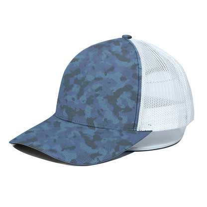 Camouflage Denim Jeans Pattern Print White Mesh Trucker Cap