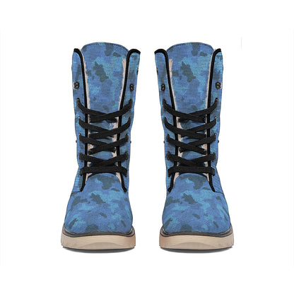 Camouflage Denim Jeans Pattern Print Winter Boots